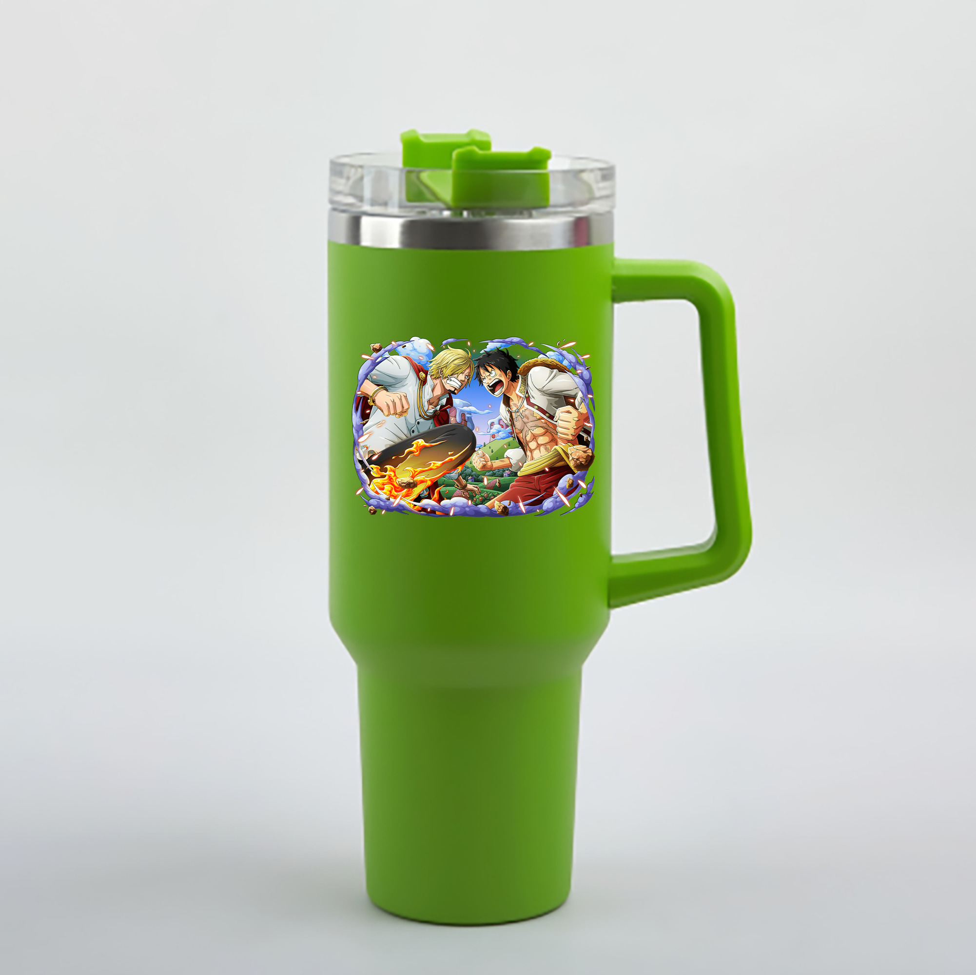 ワンピース モンキー・D・ルフィ ONE PIECE Monkey D. Luffy 1200mL車用タンブラー - クリスタルステッカー（プラスチックストロー付き）